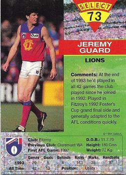 1994 Select AFL #73 Jeremy Guard Back